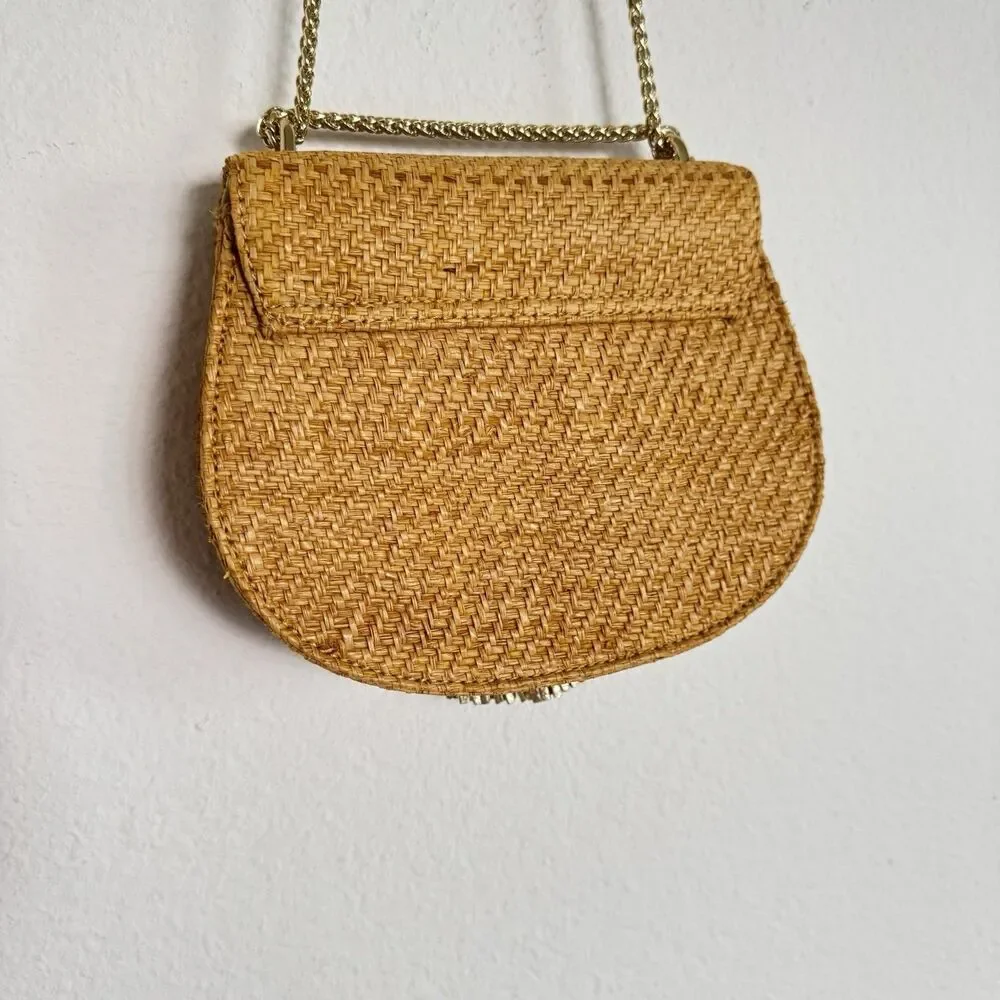 Lilly Pulitzer Sirena Straw One Shoulder Crossbody Bag Natural Boho Hippie - Picture 8 of 16